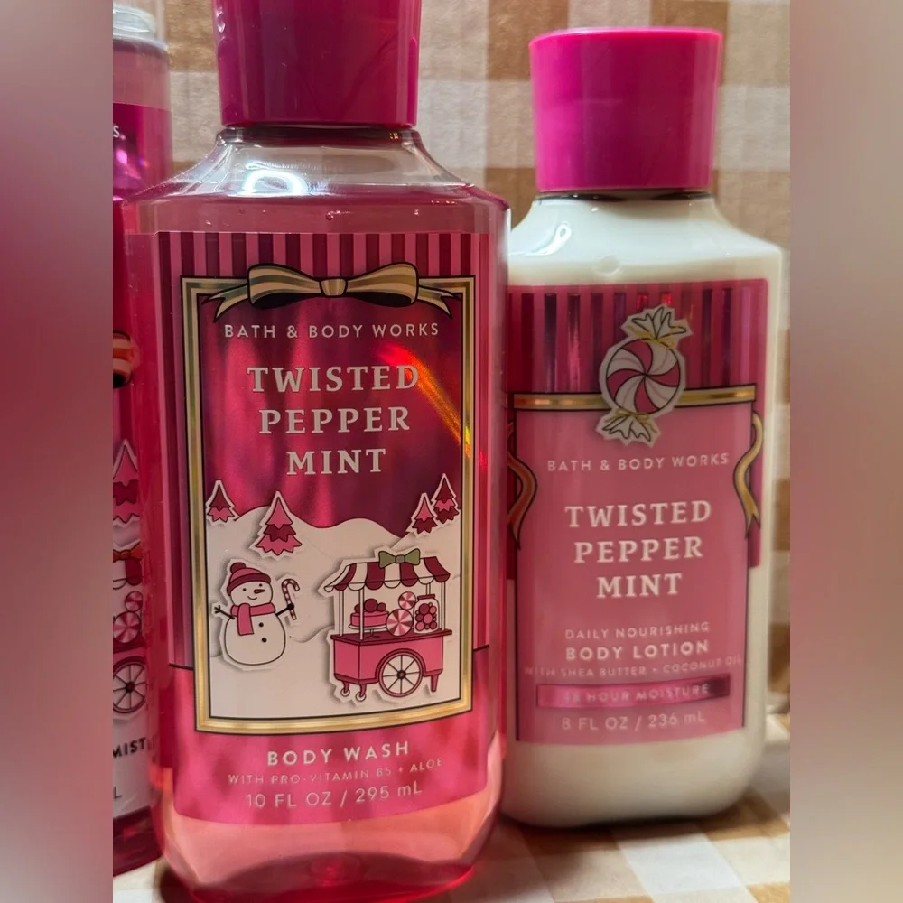 NEW B&BW Twisted Peppermint Body Set of 4 Full size items body cream body lotion
